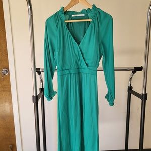 Vici Collection Emerald Green Dress Wrap Top Midi Dress XS